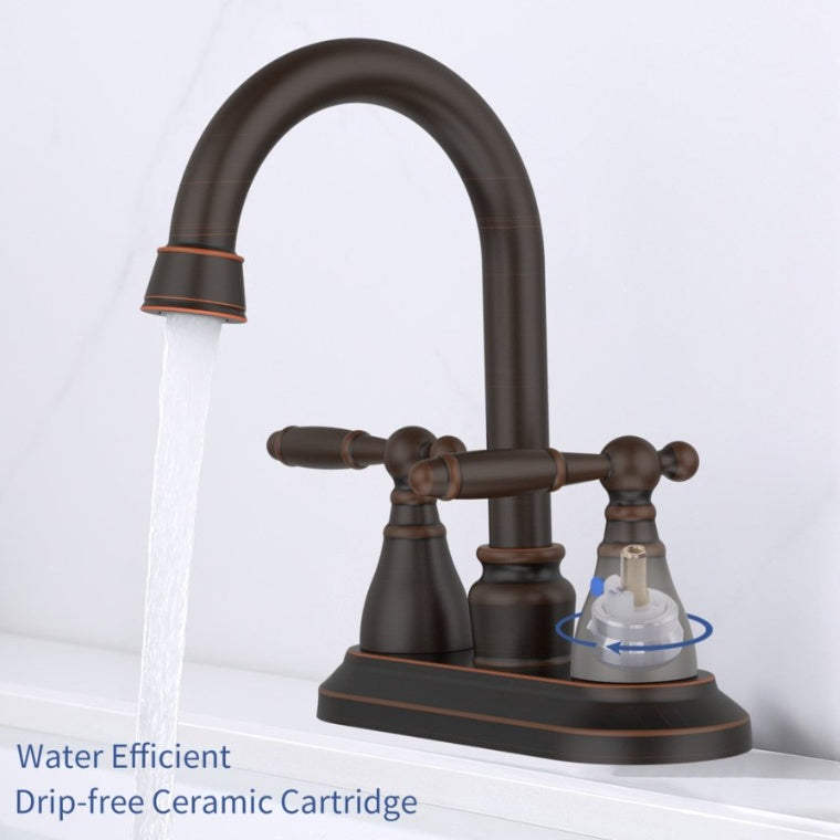 2 Handles Bathroom Sink Faucet, Oil Rubbed Bronze Ohberri