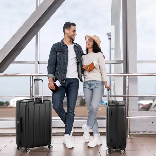 Three In One Set With Vertical Stripe Pattern ABS PC Luggage, 20in, 24in, 28in ABS Inkedjoy