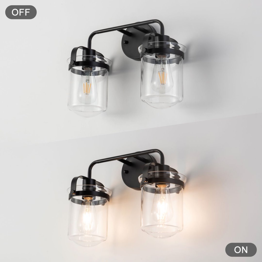 2-Light With Clear Glass Shade,Modern Sconce My Store