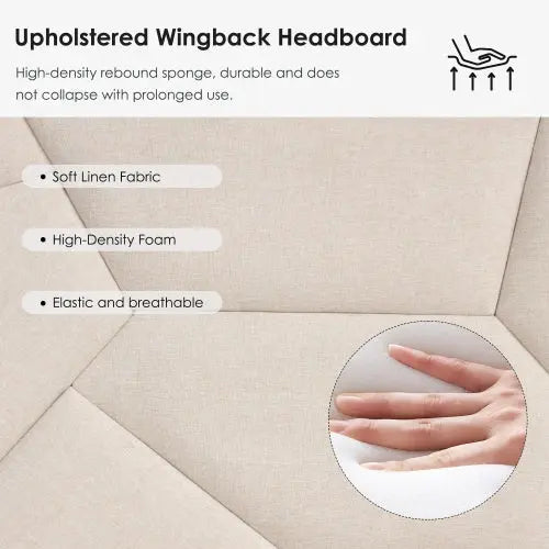 Queen Bed Frame, Linen Storage Headboard, Strong And Stable My Store