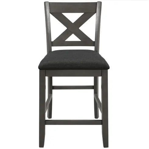 5 Pieces Counter Height Rustic Farmhouse Dining Room Wooden Bar Table Set With 2 Stools And 2 Chairs, Gray Inkedjoy