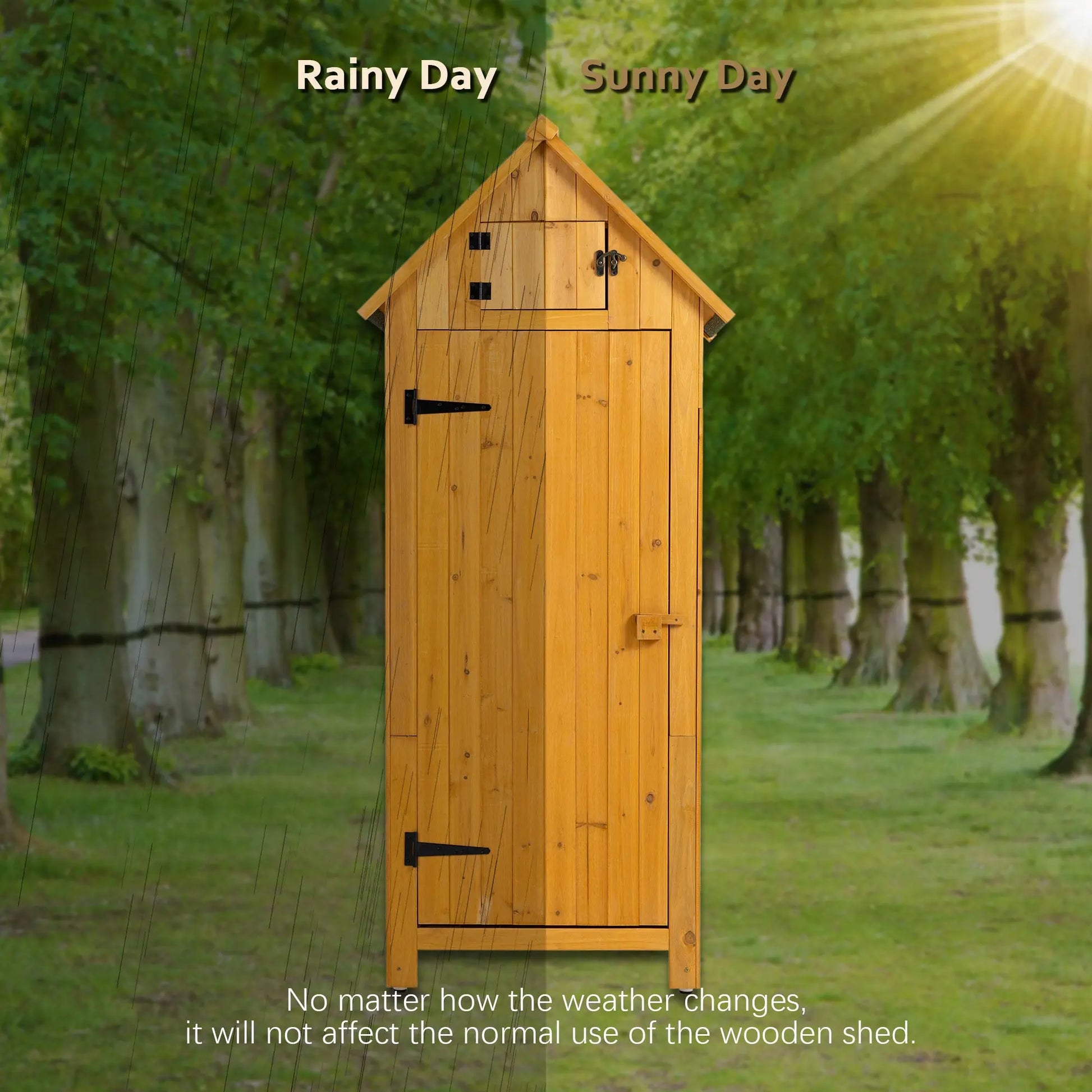 Outdoor Storage Cabinet Tool Shed Wooden Garden Shed Natural My Store