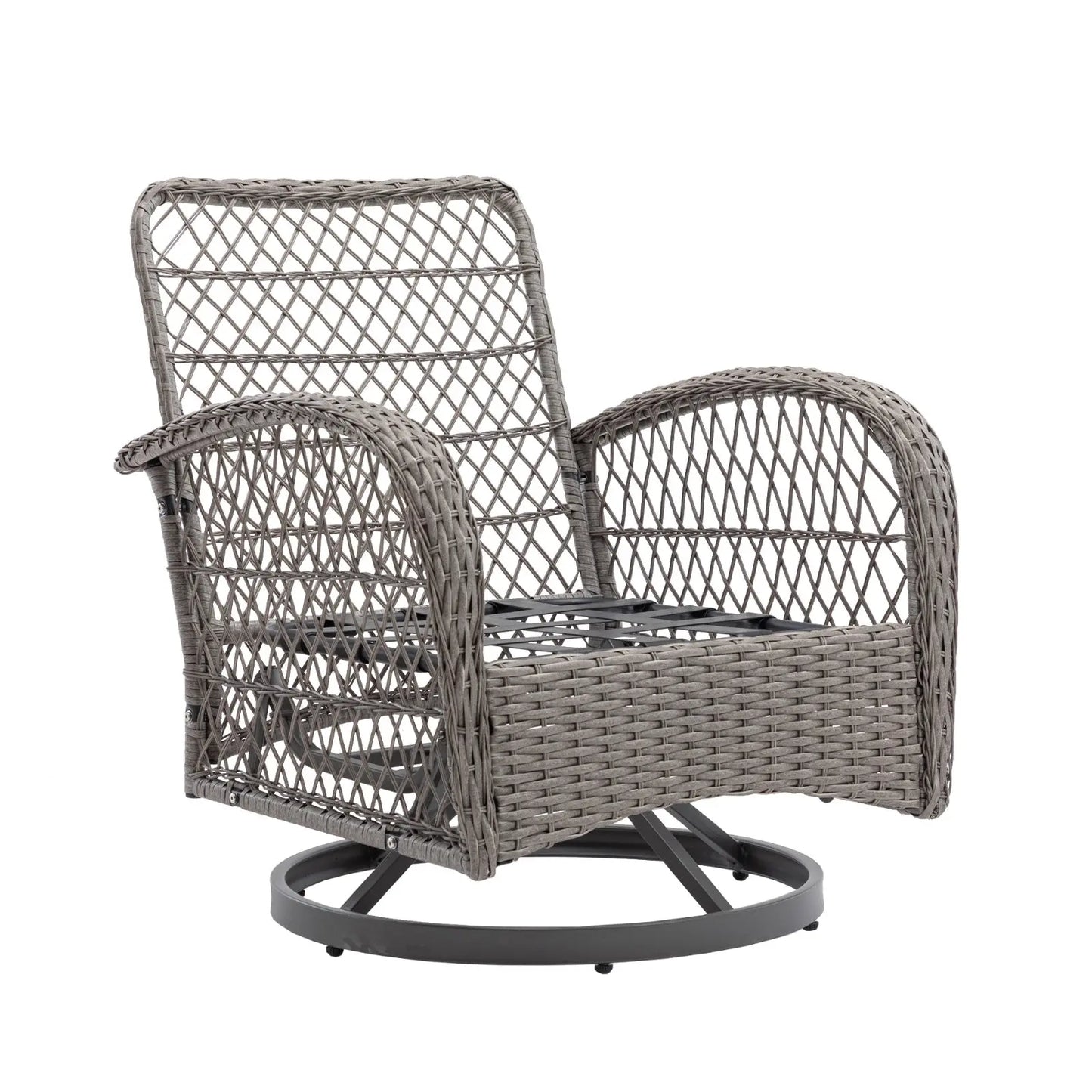 3pc Outdoor Swivel Rocker Chairs, 360 Rocking Patio Set With Thick Cushions My Store