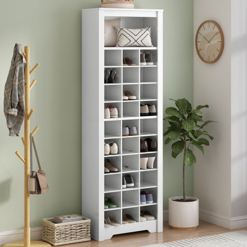 Stylish Design 30 Shoe Cabinet Console, Modern White Inkedjoy