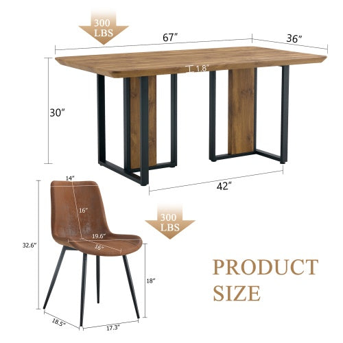 Dining Table Set With 4 Brown Suede Chairs. Inkedjoy