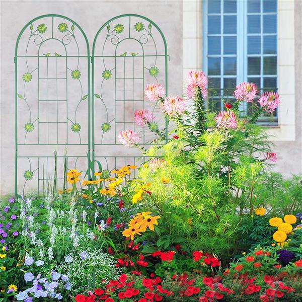 Metal Garden Trellis For Climbing Plants, Outdoor Flower Stand - Green Inkedjoy