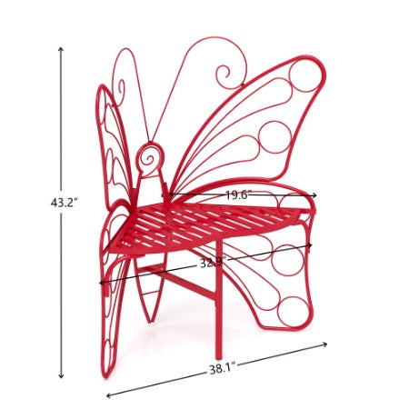Modern Butterfly Cast Metal Garden Bench Inkedjoy