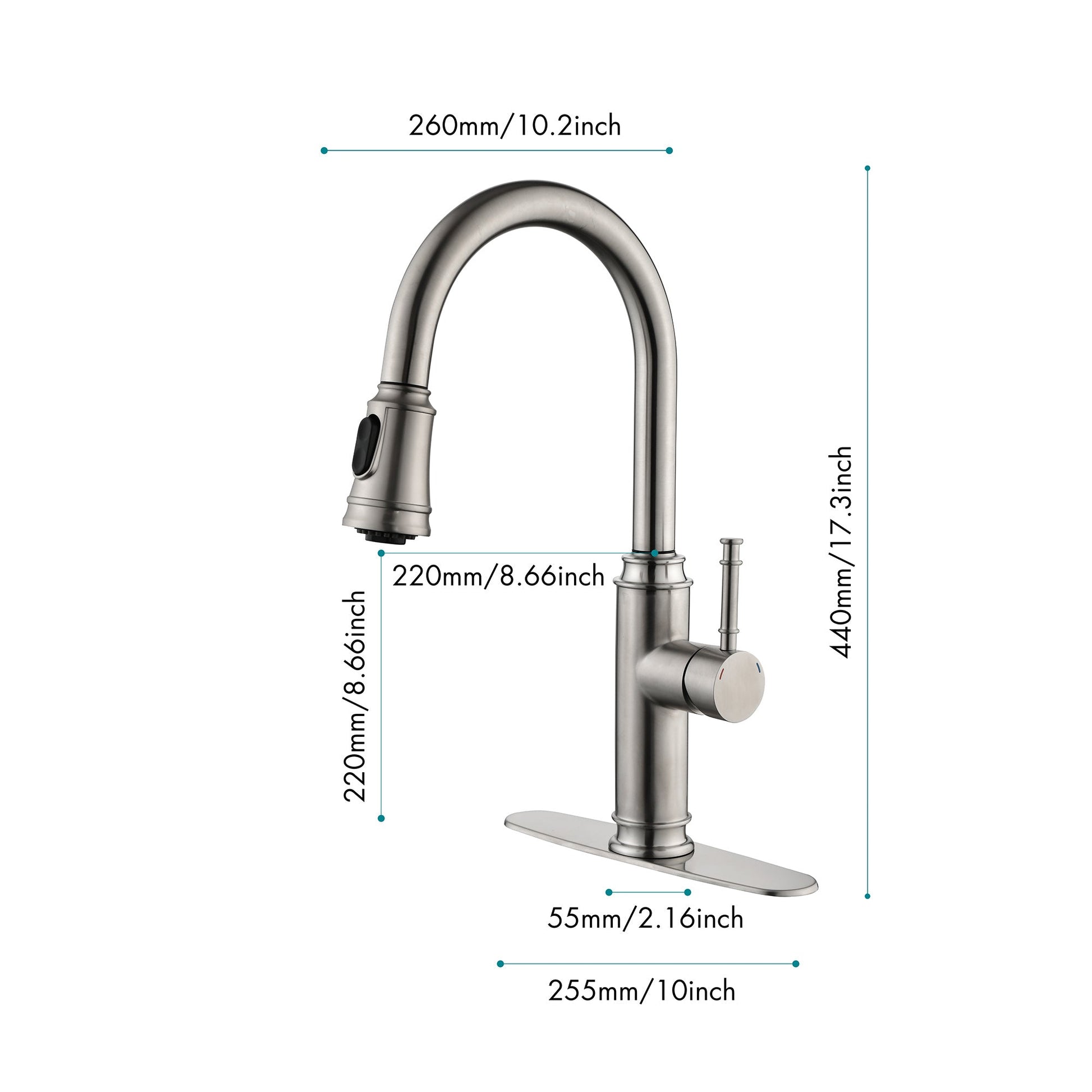 Single Handle High  Pull Out Kitchen Faucet- Stainless Steel Ohberri