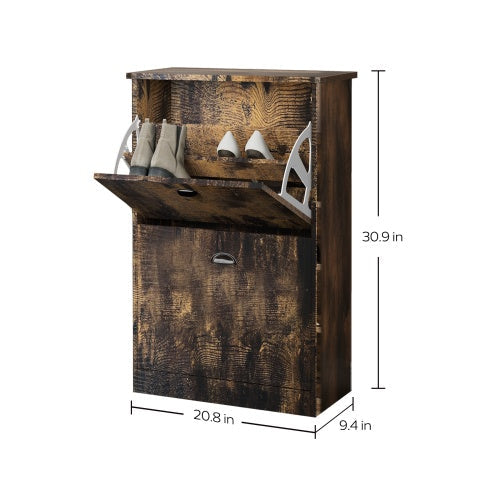 Shoe Cabinet,Hidden Slim Narrow Original Wood Color Inkedjoy