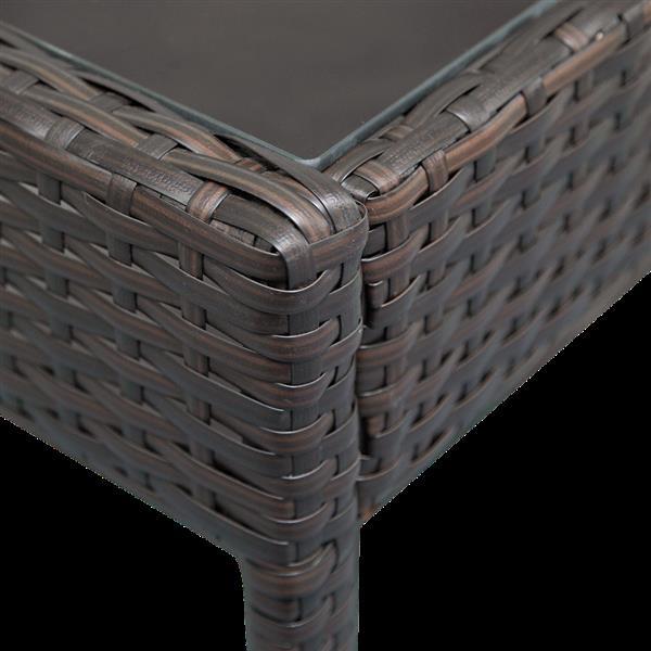 4pcs Armrests Fully Woven Brown Embossed 1 Double Seat 2 Single Seat 1 Tea Table Woven Rattan Sofa Inkedjoy