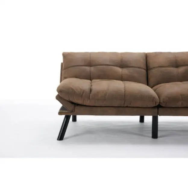 Leatehr Feeling Brown Convertible Folding Modern Sofa Bed My Store