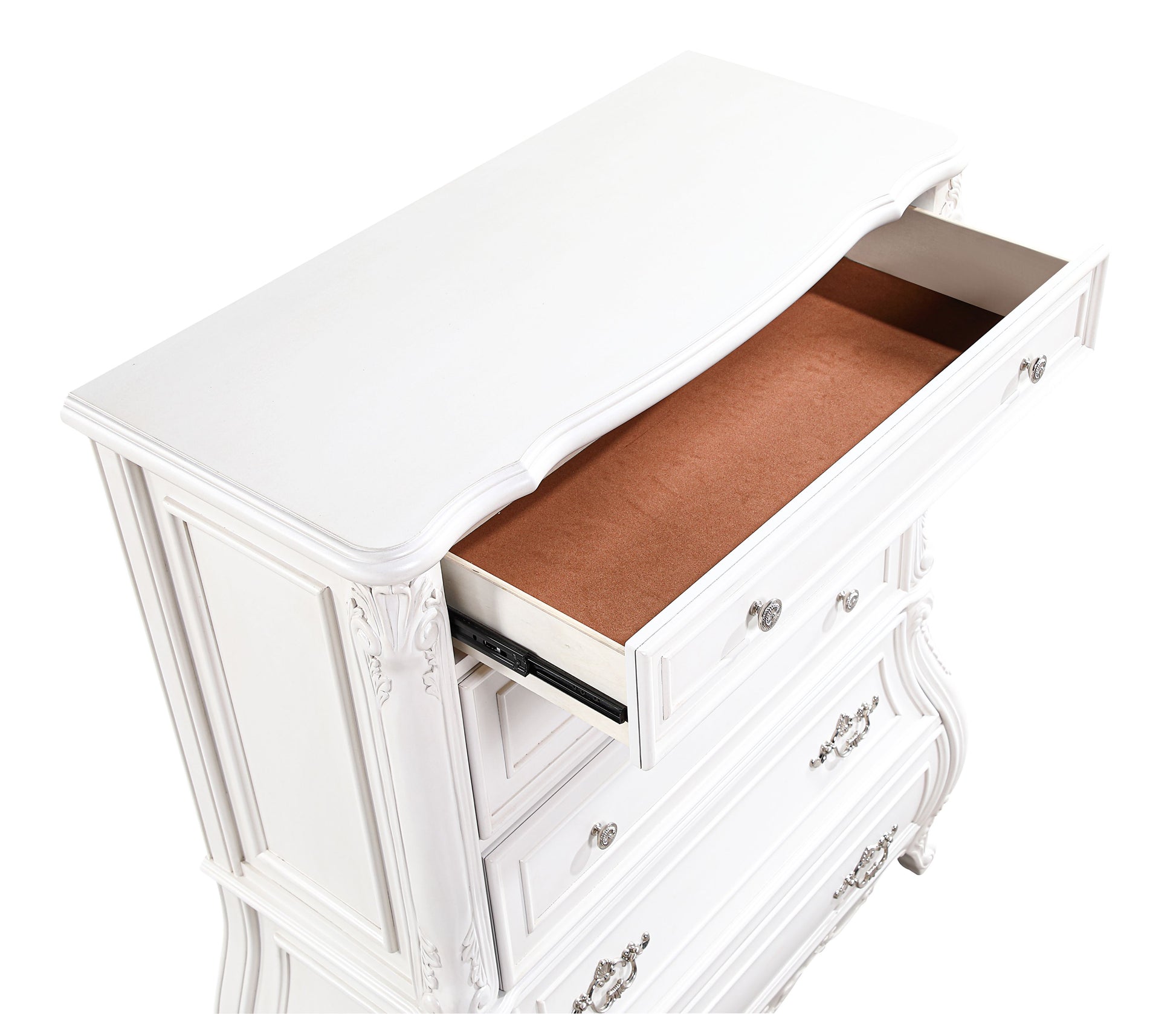 Modern 5-Piece Queen Bedroom Set in Pearl White Wood Finish - Ohberri