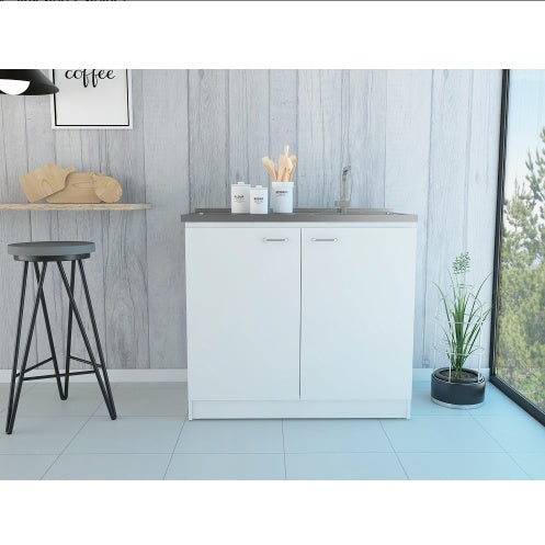 White Rectangle 2-Door Utility Sink And Cabinet Ohberri