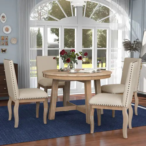 5-piece Farmhouse Wooden Dining Table Set My Store