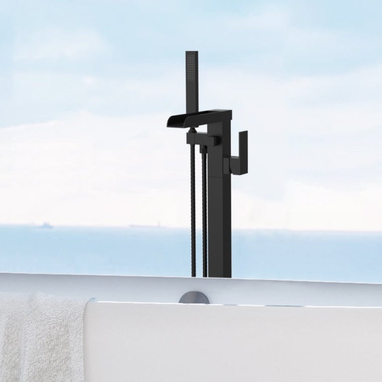 Thermostatic Freestanding Bathtub Faucet Waterfall Tub Filler -Black Inkedjoy