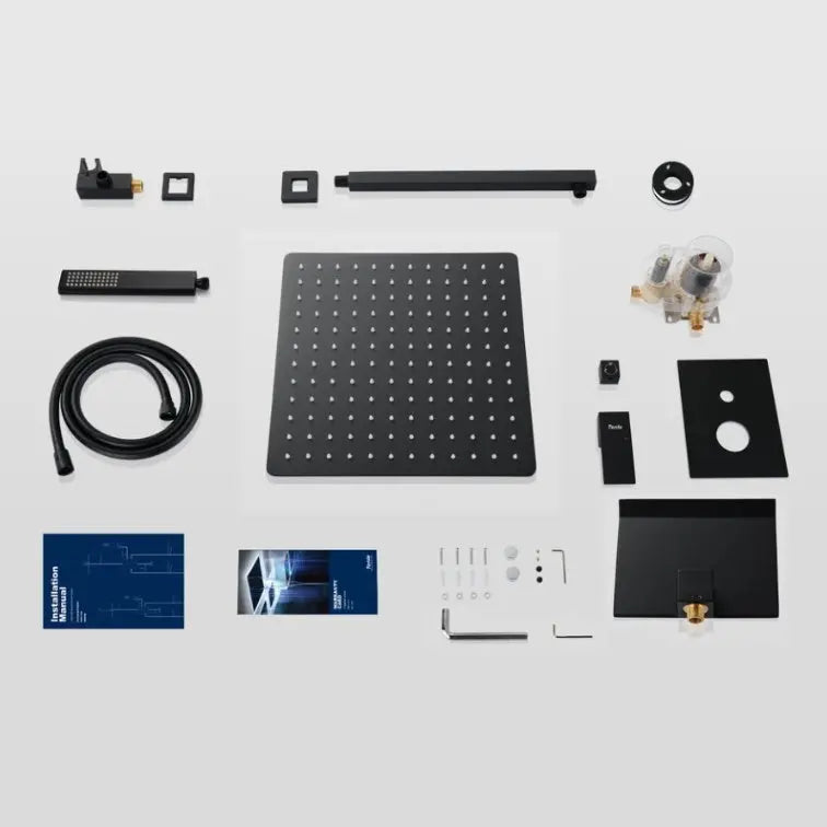 Matte Black Shower System 12 Inch Rain Shower Head With Handheld Spray Inkedjoy