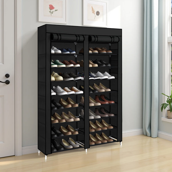 Double Row 10-ply Non Woven Shoe Cabinet, Black Inkedjoy