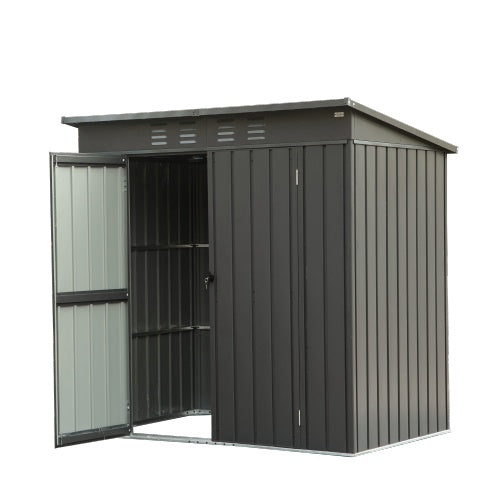 Shed With Sloping Roof Galvanized Steel Frame 6x4ft- Dark Gray Inkedjoy