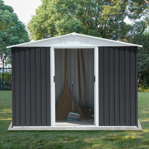 8x6 Feet Apex Roof Dark Grey With Aluminum Alloy Frame And Sliding Door Inkedjoy