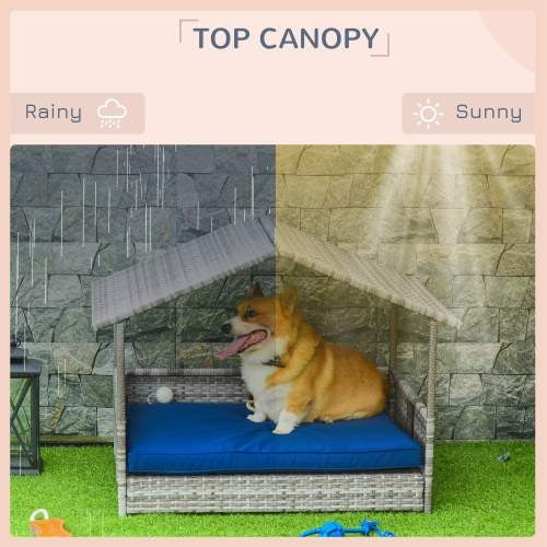 The Rattan Dog House Outdoors With A Canopy, My Store