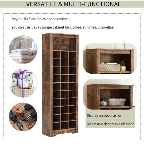 Stylish Design 30 Shoe Cabinet Console, Modern Rustic Brown Inkedjoy