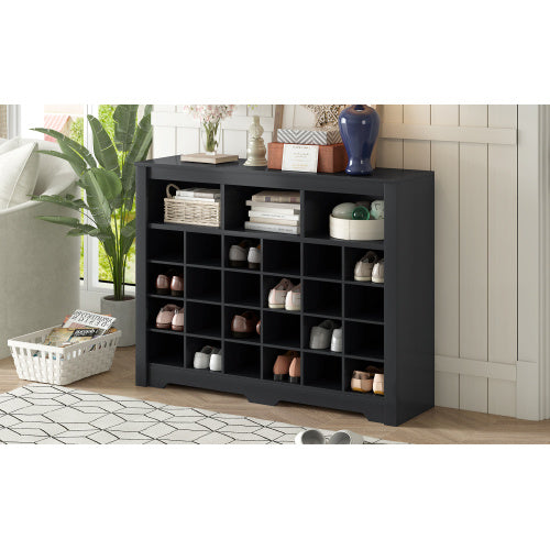 Stylish Design 24 Shoe Cabinet Console, Modern Black Inkedjoy