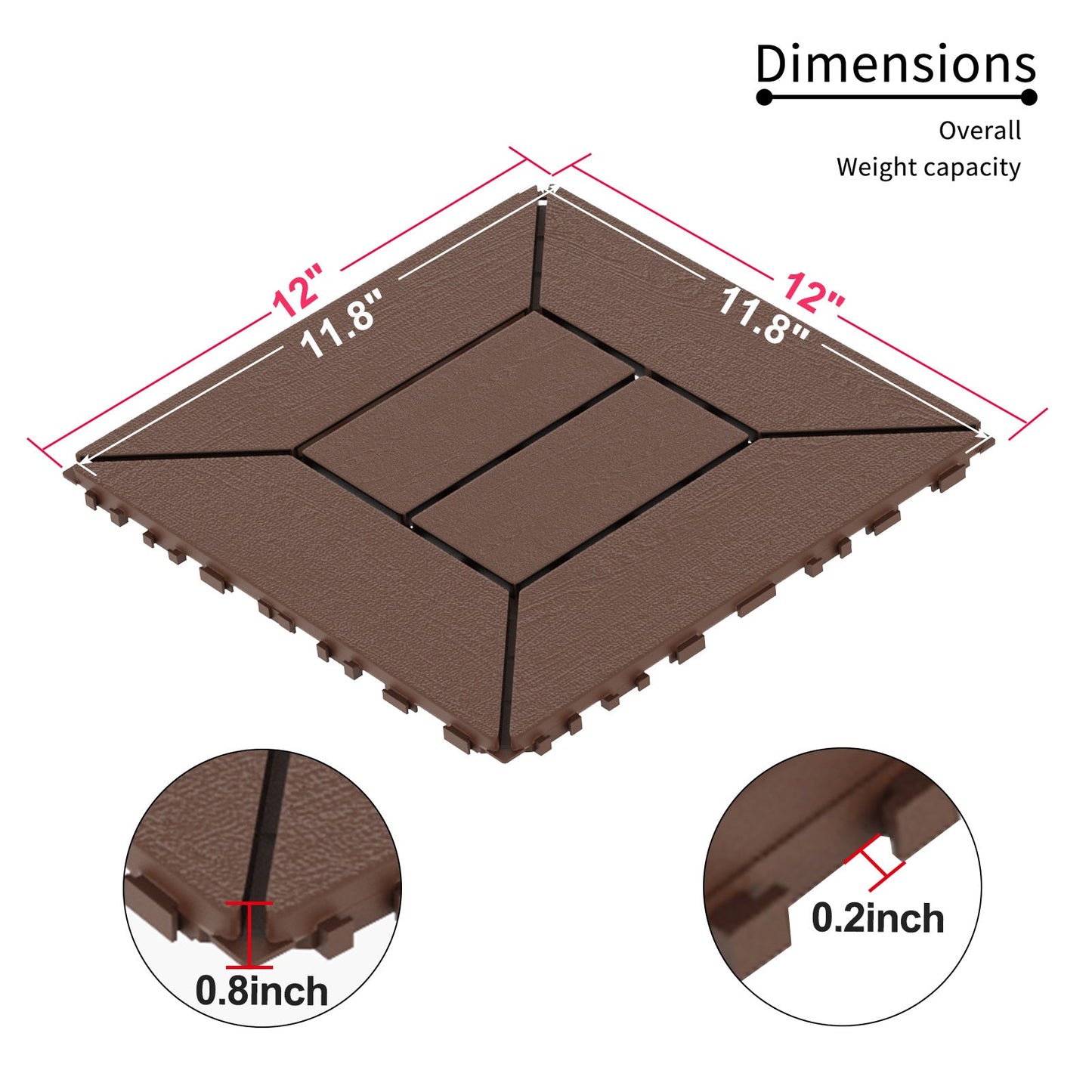 Waterproof, Wear-resistant, DIY Assembly, Garden, Courtyard, Balcony,plastic Flooring Inkedjoy
