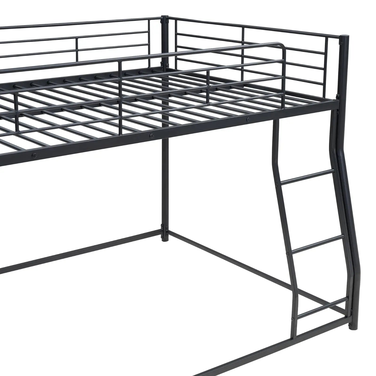 Metal Floor Bunk Bed, Full XL Over Queen, Black My Store