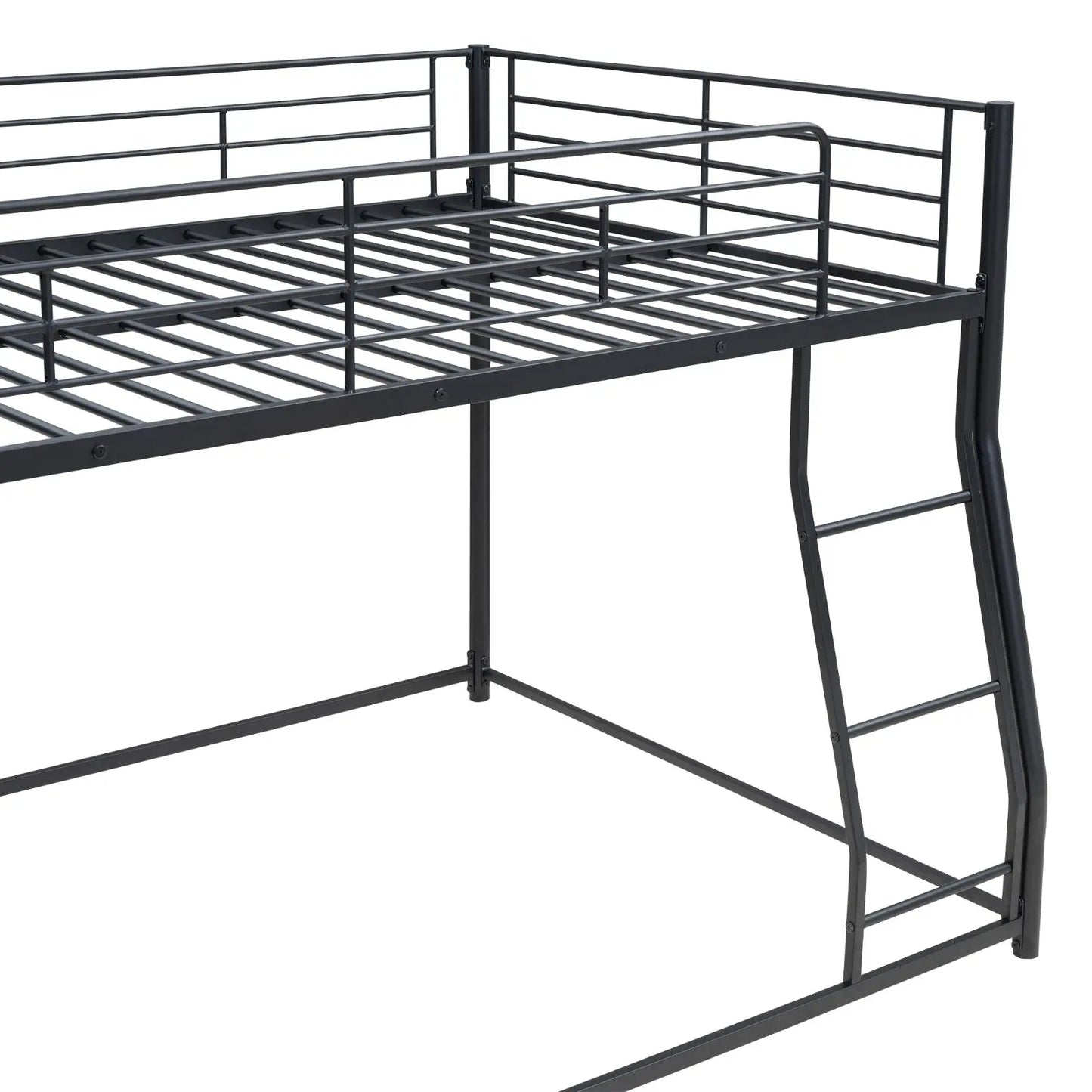 Metal Floor Bunk Bed, Full XL Over Queen, Black My Store