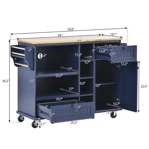 Kitchen Island Cart With Storage Cabinet And Two Locking Wheels My Store