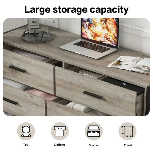 Wooden Dresser With 6 Drawers My Store