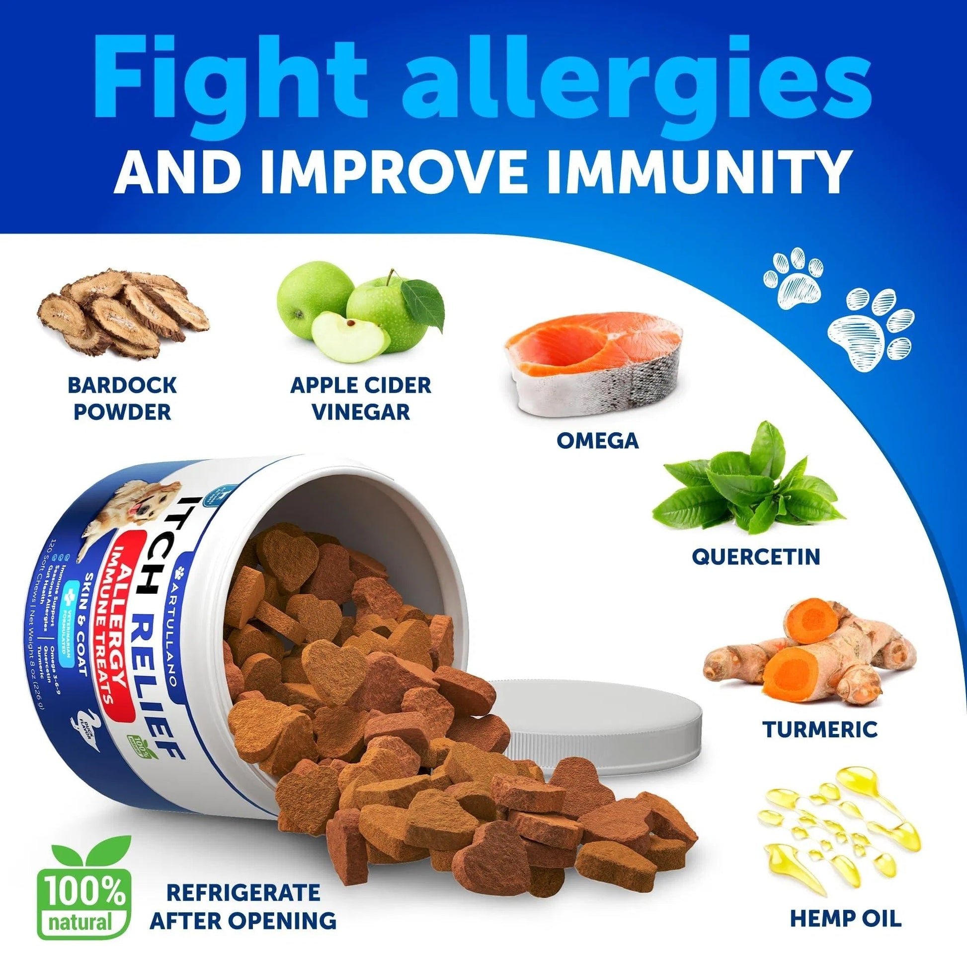 Allergy Relief Chews Itching Skin Relief For Dogs Fish Oil 3 Seasonal Allergies Pills Skin & Coat- 120 Soft Treats My Store