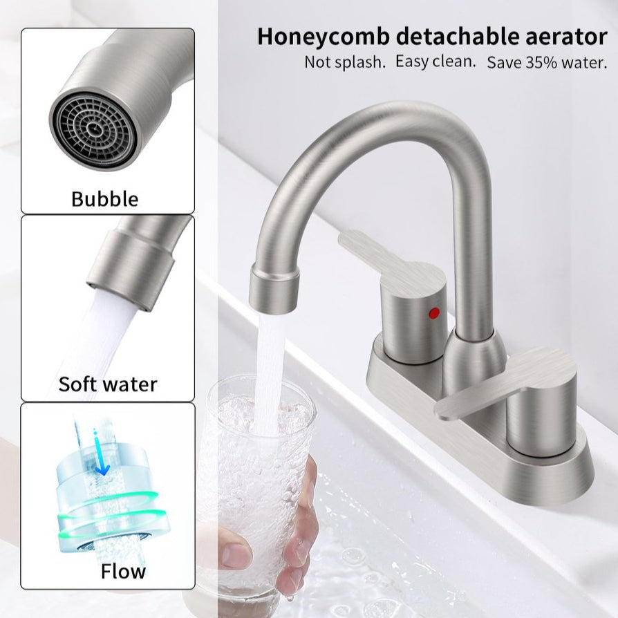 2 Handles Bathroom Sink Faucet, Brushed Nickel Ohberri