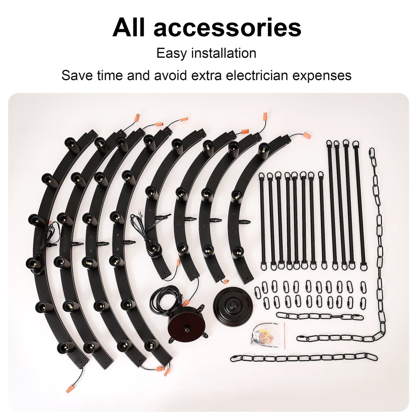 48 Inch Black Extra Large Wagon Wheel Chandelier, 2 Tier 36-Lights No Include Farmhouse Inkedjoy