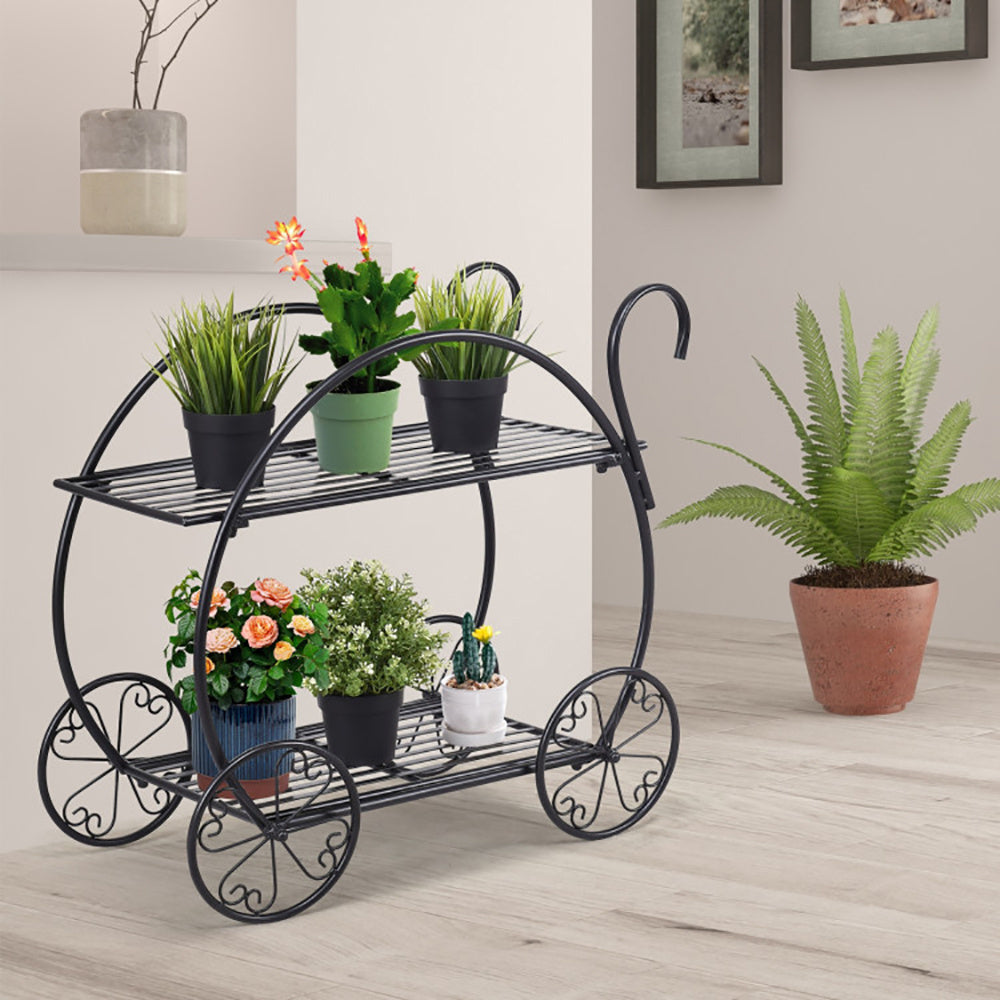 Heavy Duty Metal Flower Cart Plant Stand Inkedjoy