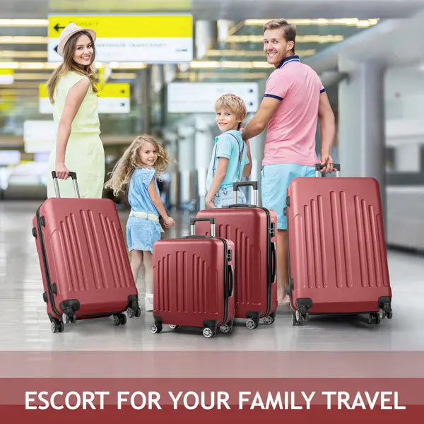 Curved Vertical Stripe 4-in-1 Trolley Case 16in 20in 24in 28in ABS Aluminum Alloy Tie Rod Inkedjoy