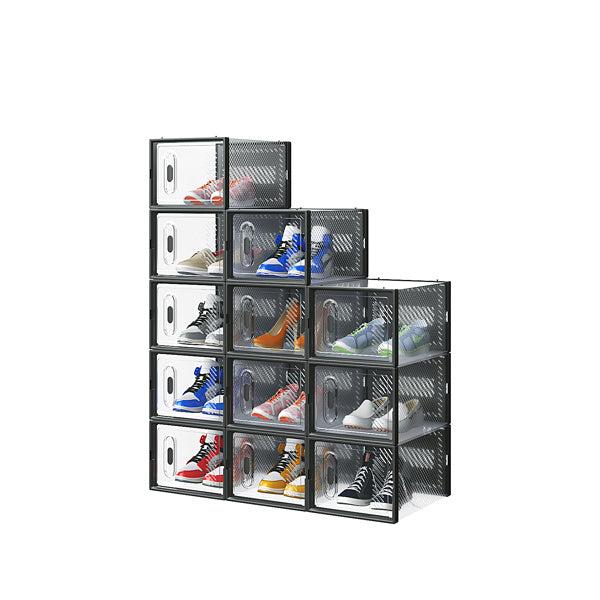 Black Medium 12PCS Shoe Box Plastic Mesh Inkedjoy