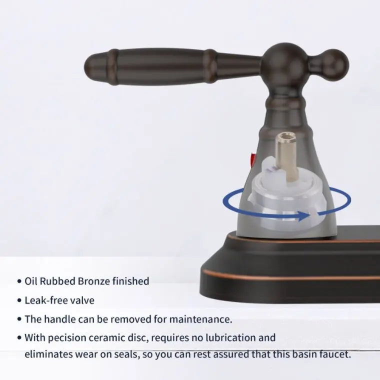 2 Handles Bathroom Sink Faucet, Oil Rubbed Bronze Ohberri