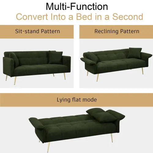 Futon Sofa , Convertible Double Sofa Bed With Folding Armrests My Store