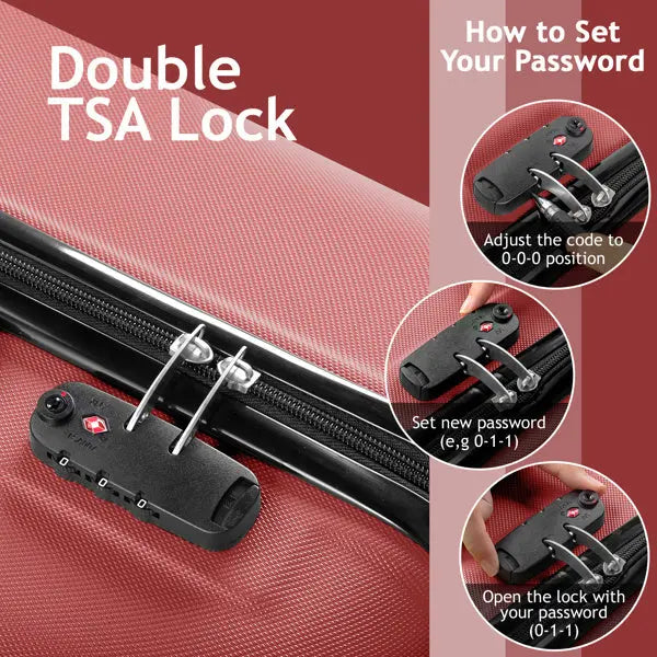 Curved Vertical Stripe 4-in-1 Trolley Case 16in 20in 24in 28in ABS Aluminum Alloy Tie Rod Inkedjoy