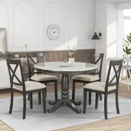 5 Pieces Dining Table And Chairs Set For 4 Persons My Store