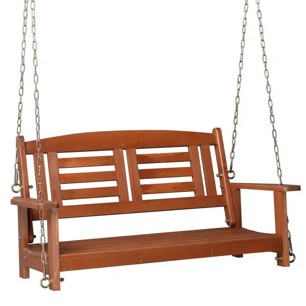 Red Brown Iron Chain Double Wooden Swing My Store