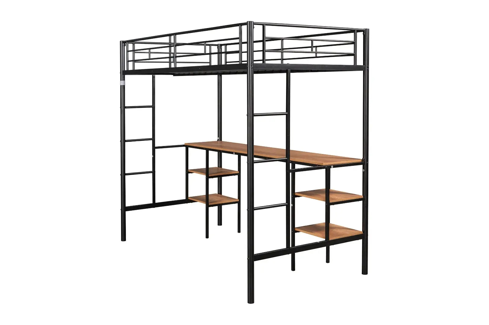 Twin-Size Loft Bed With Built-in Table & Shelves - Heavy-Duty Metal My Store