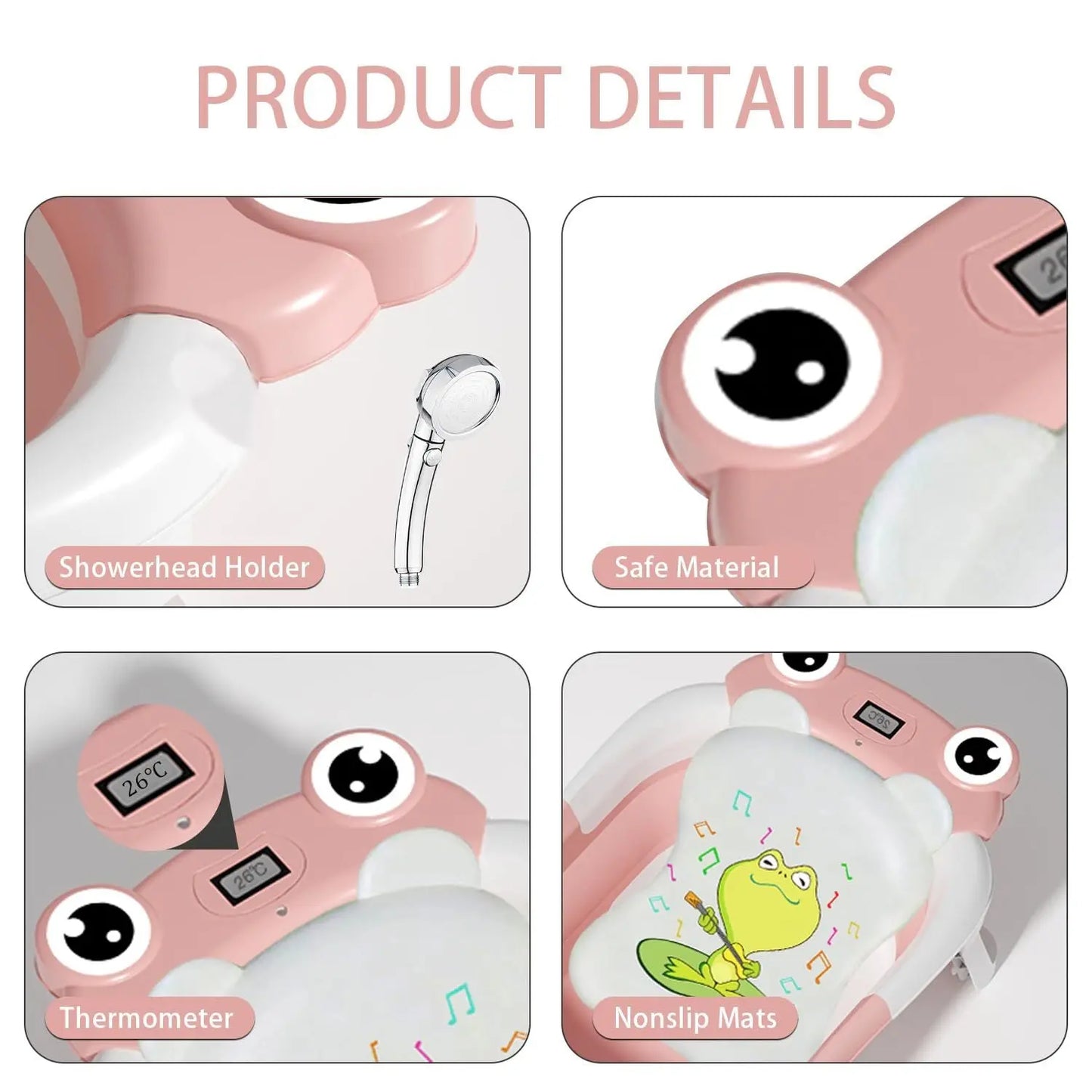 Baby Bathtub , Foldable Baby Bath Tub With Soft Floating Cushion & Thermometer , Collapsible Portable Travel Baby Bath Tub My Store