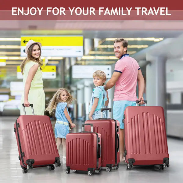 Curved Vertical Stripe 4-in-1 Trolley Case 16in 20in 24in 28in ABS Aluminum Alloy Tie Rod Inkedjoy