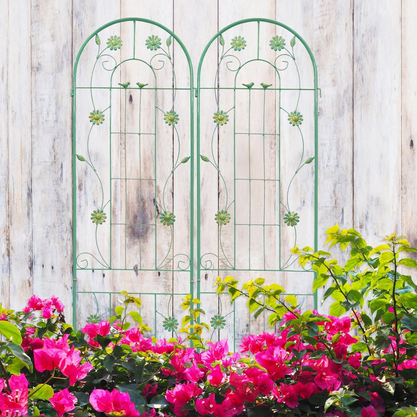 2-Pack Metal Garden Trellis 86.7x19.7 Rustproof For Climbing Plants Outdoor Inkedjoy