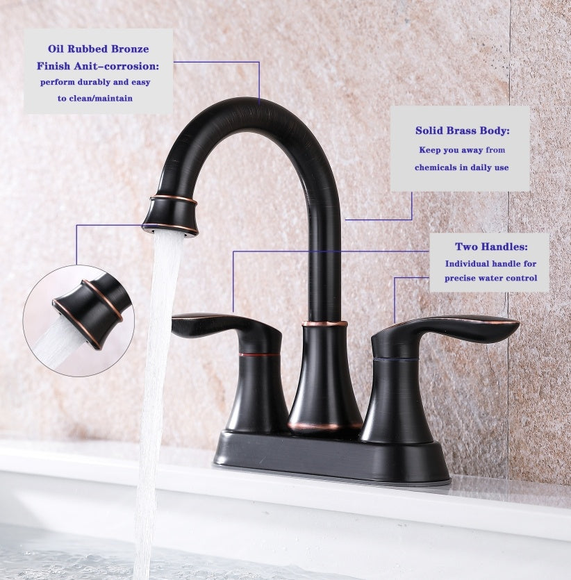 2-Handle 4-Inch Oil Rubbed Bronze Bathroom Faucet Ohberri