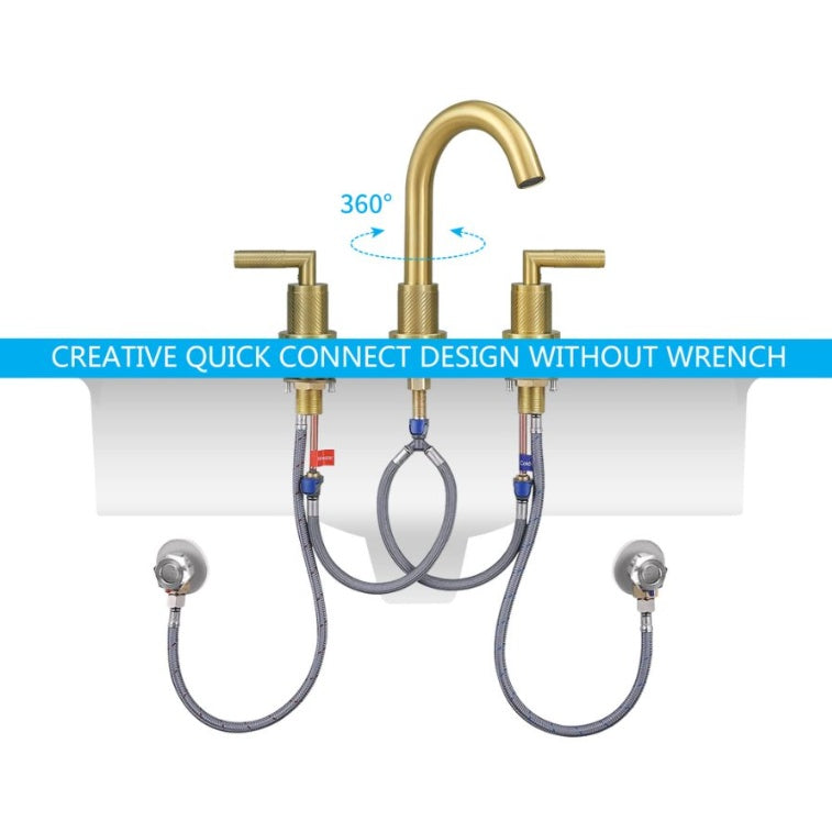 2 Handle 8 Inch Bathroom Sink Faucets Stainless Steel- Brushed Gold Ohberri