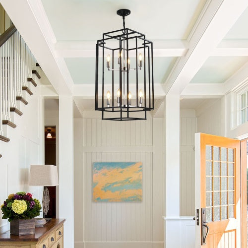 8 Lantern Tiered Chandeliers, Industrial Farmhouse Chandeliers Inkedjoy