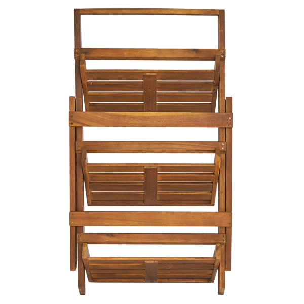 Three-layer Acacia Wood Planting Flower Stand Inkedjoy